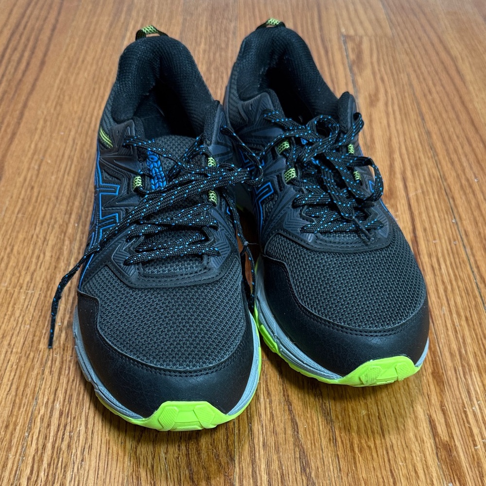 Asics Sneakers - Men's Black, Blue, and Green Athletic Shoes